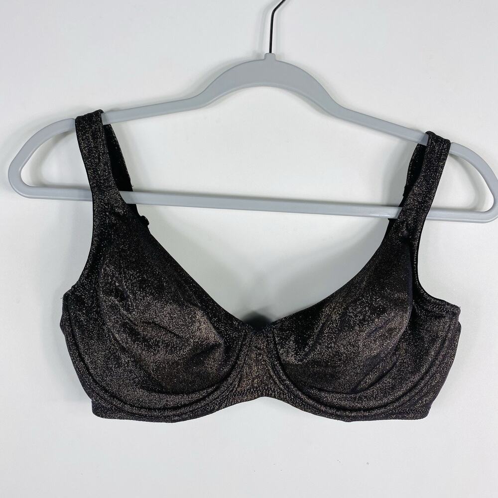 Victoria's Secret Bra 36D Metallic Shimmer Underwire Vintage Y2K 2001 Gold Black